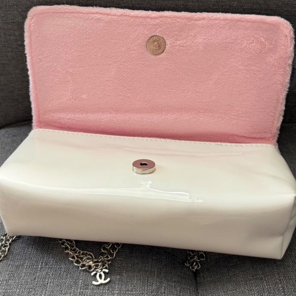 Chanel Precision White Patent Leather with Teddy Bear Barbie Pink Logo - Picture 11 of 16
